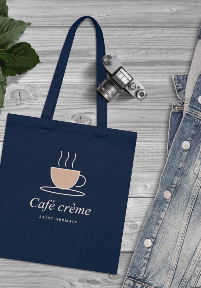 Café Crème Tote Bag in French Navy, view 3
