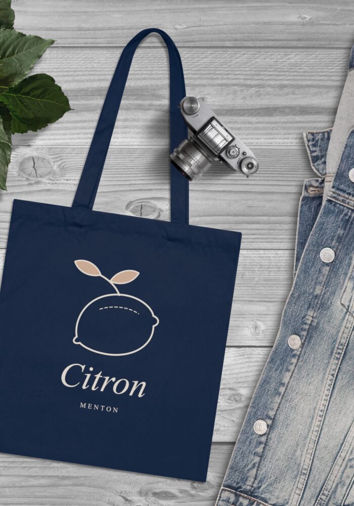 Citron Tote Bag in French Navy, view 3