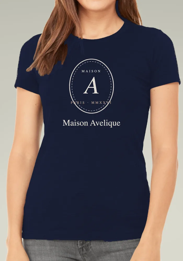 Maison Women's Tee in Navy, worn